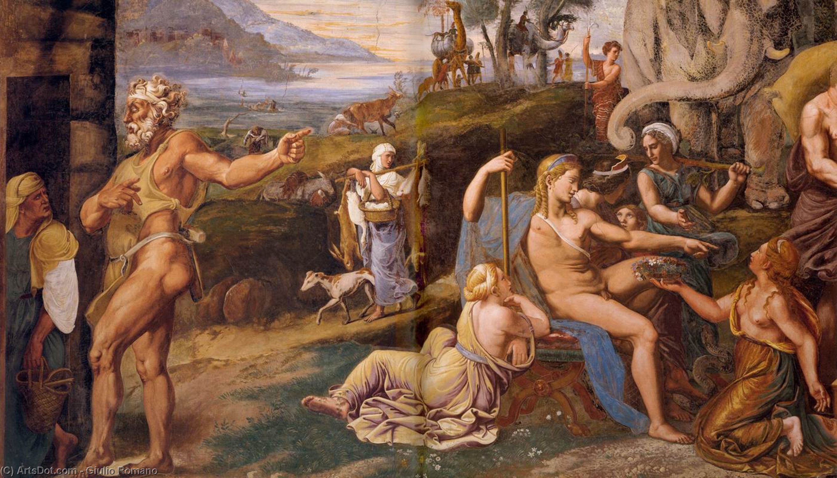 The Old Woman And Vulcan, Tribute To Apollo — Giulio Romano