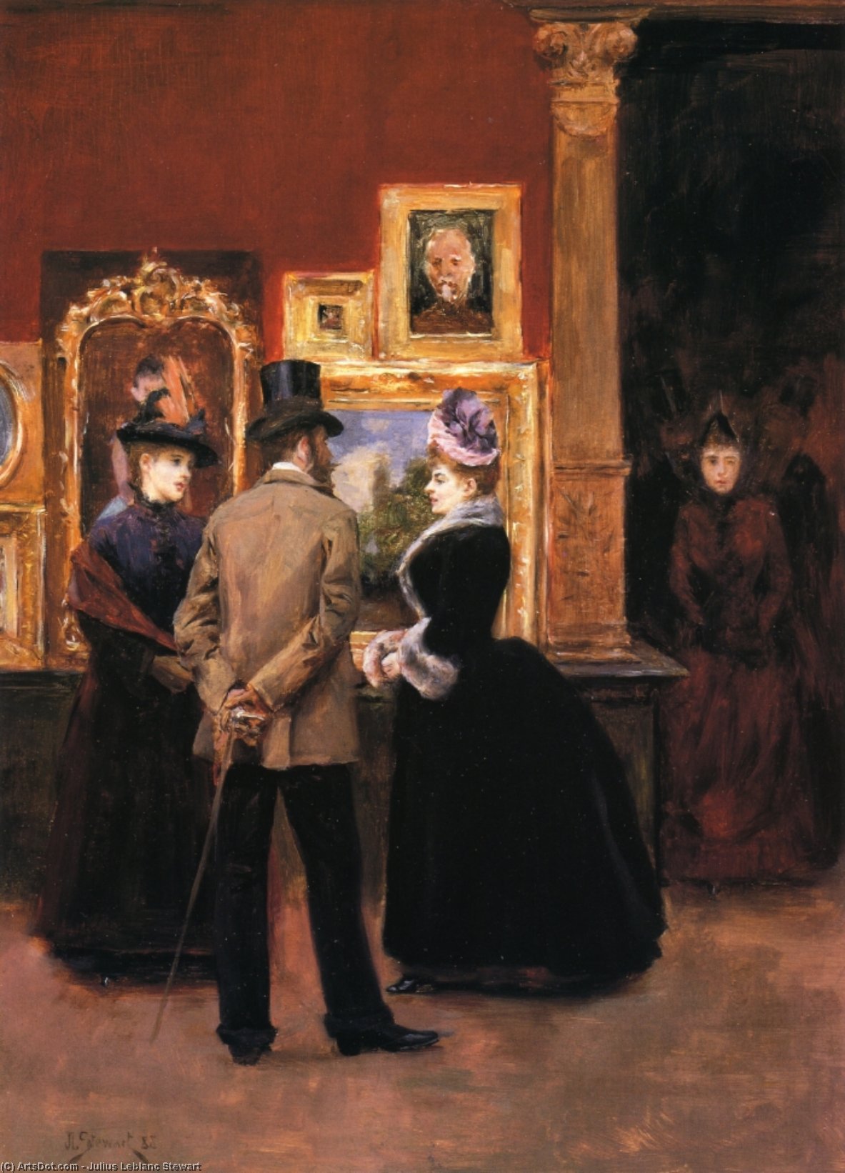 Ladies With A Gentleman In A Top Hat — Julius Leblanc Stewart