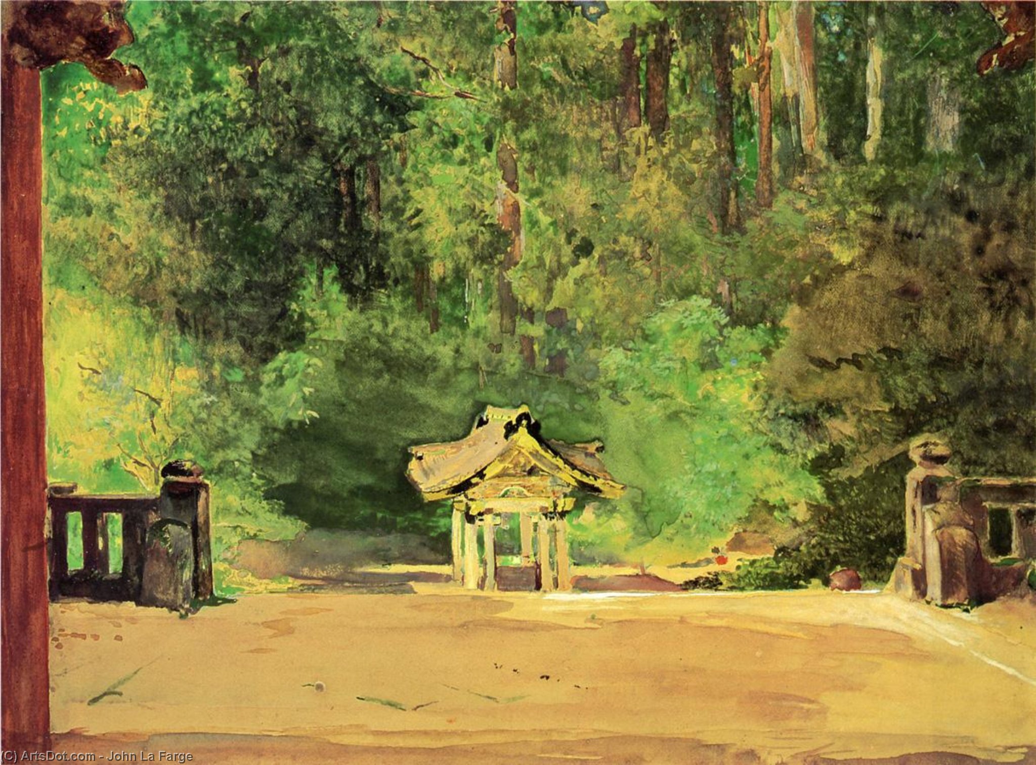 Sacred Font In The Temple Of Iyemitsu, Nikko, From The Platform Of The Second Gate — John La Farge