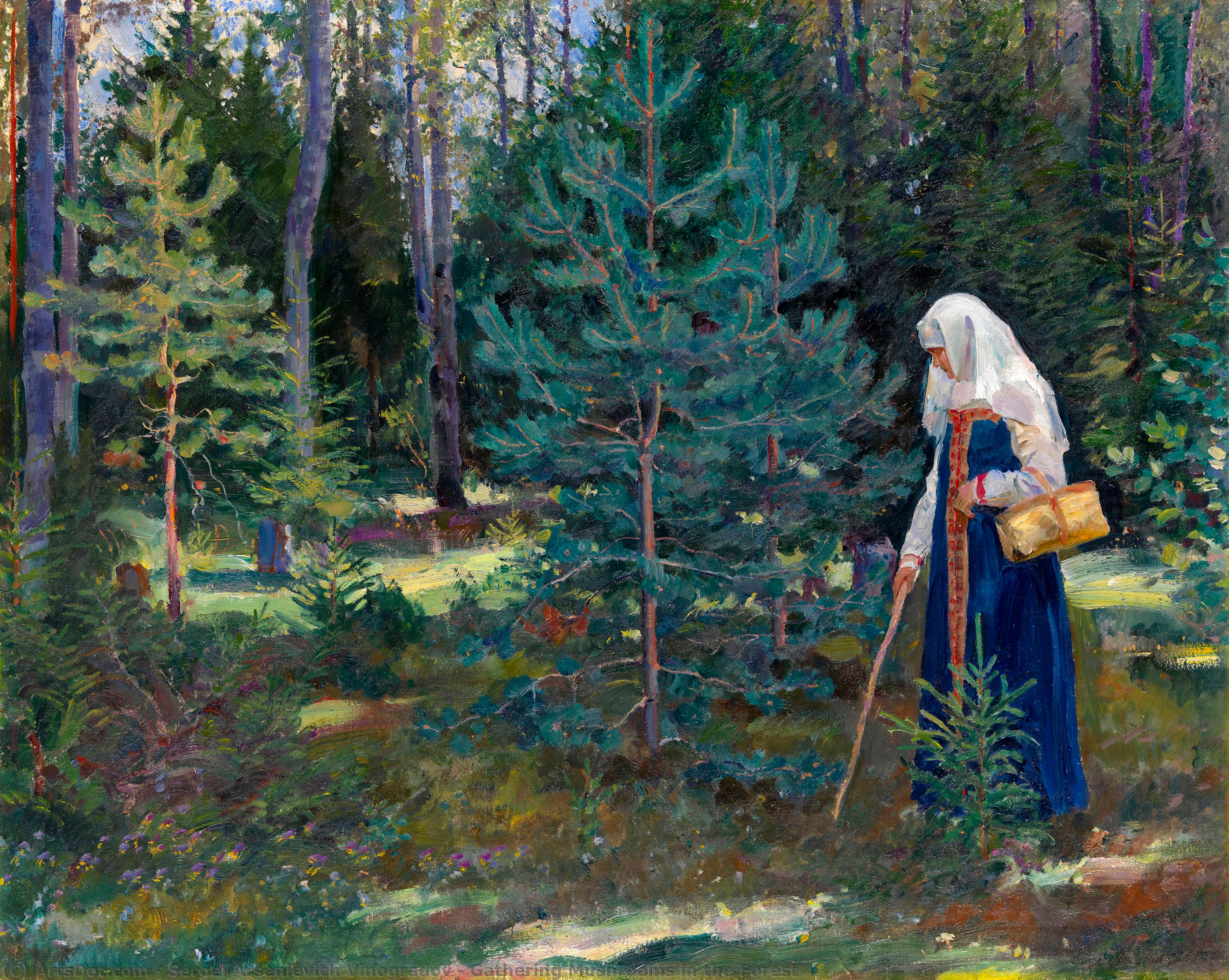 Gathering Mushrooms In The Forest — Sergey Arsenievich Vinogradov