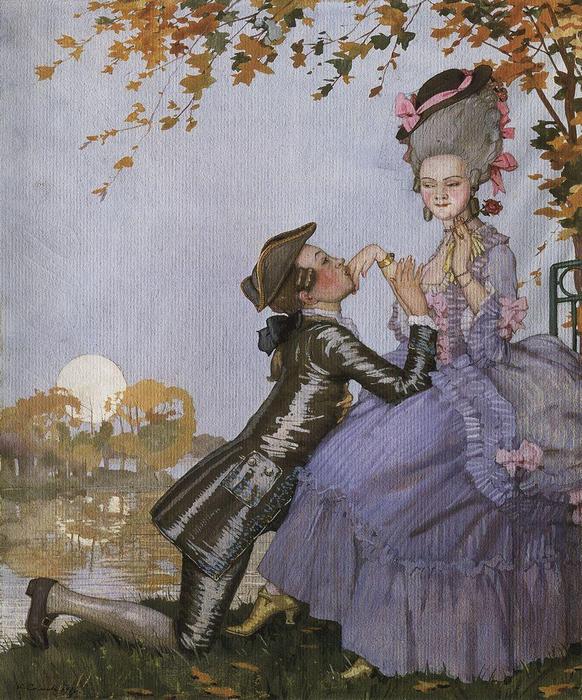 A Youth On His Knees In Front Of A Lady — Konstantin Andreevic Somov