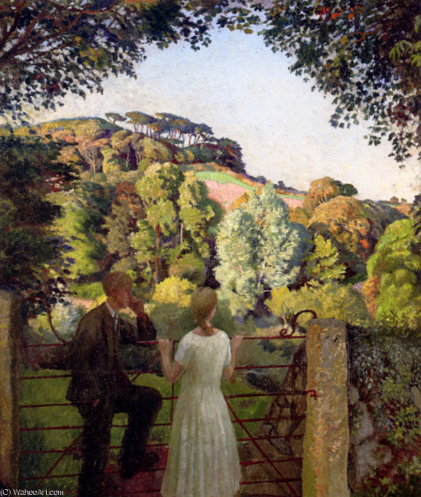 Midge Bruford And Her Fiance At Chywoone Hill Newlyn — Harold Harvey