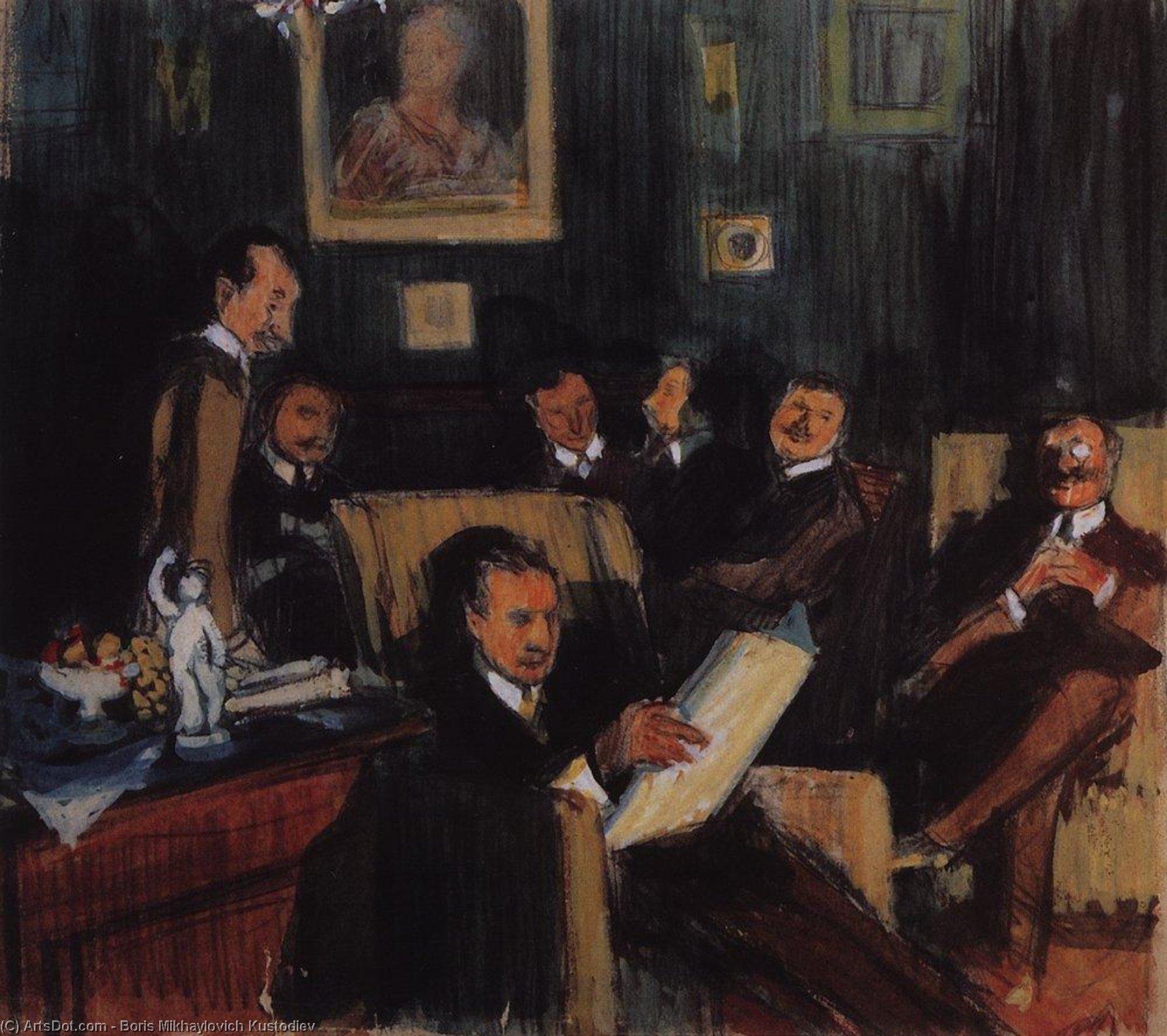 Group Portrait Of Painters Of The World Of Art — Boris Mikhailovich Kustodiev