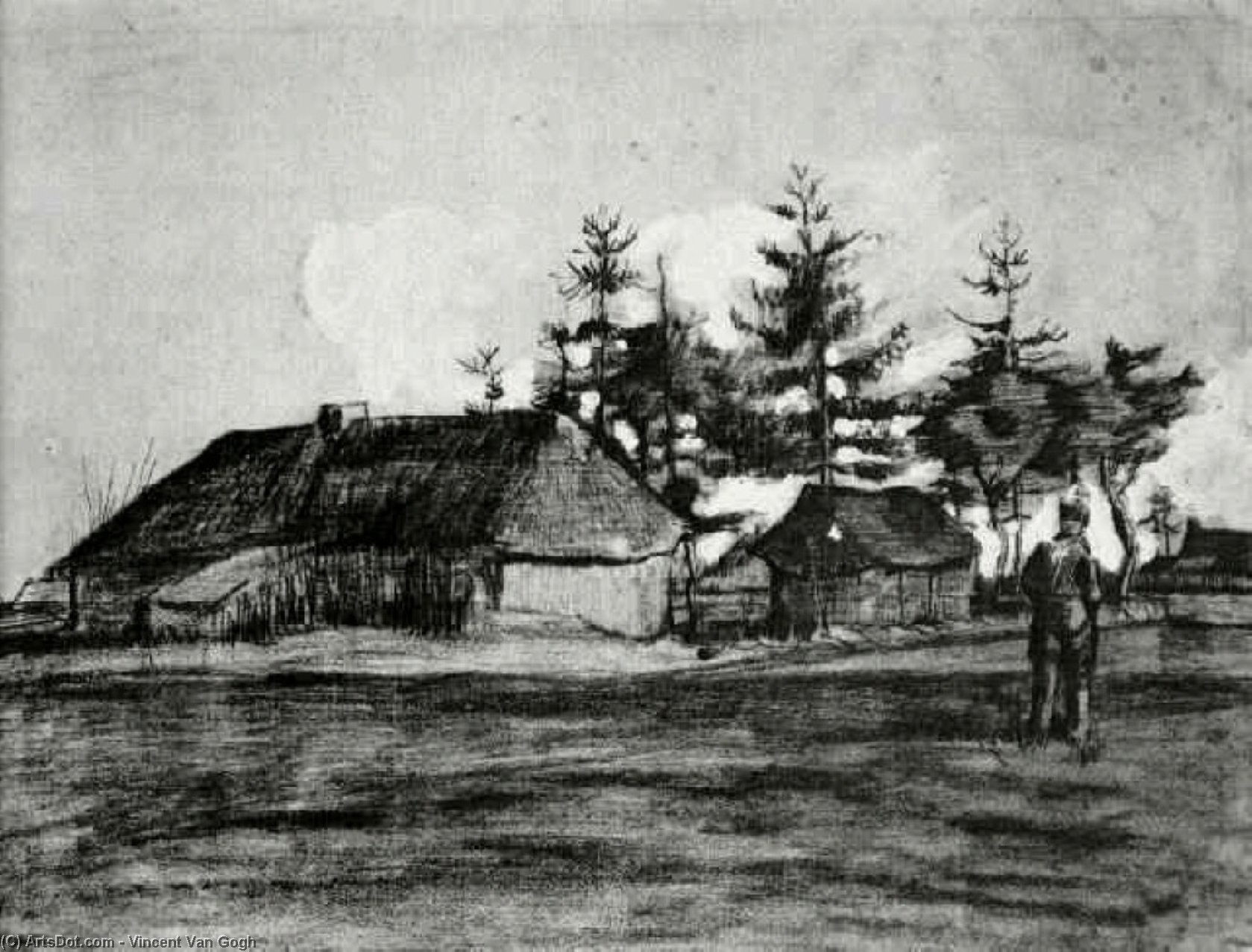 Farmhouse With Barn And Trees — Vincent Willem Van Gogh