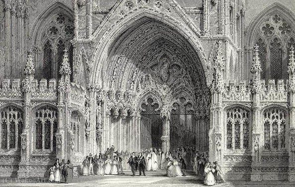 Lincoln Cathedral Entrance E.challis After A Picture — Thomas Allom