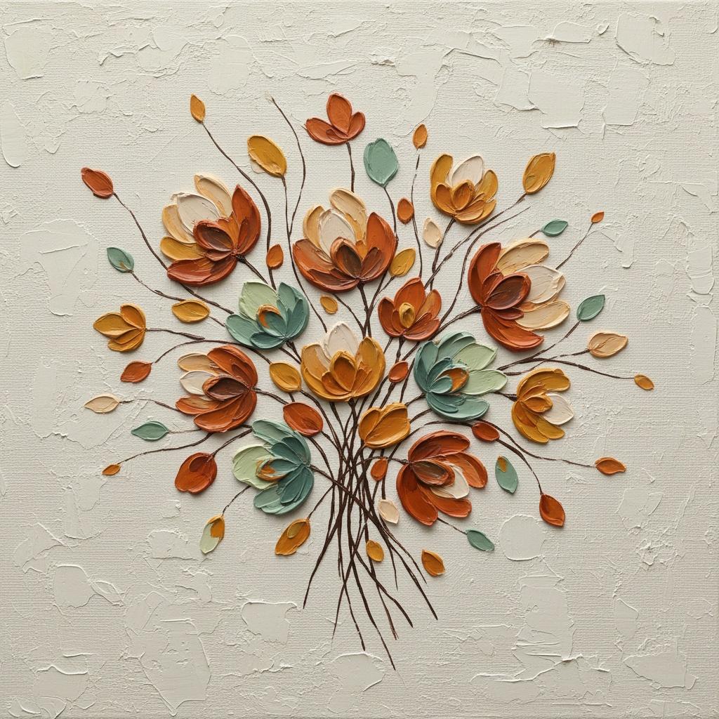 Radiant Earth Tones In Sculptural Impasto: A Meditative Floral Study In Ochre — David Moreau