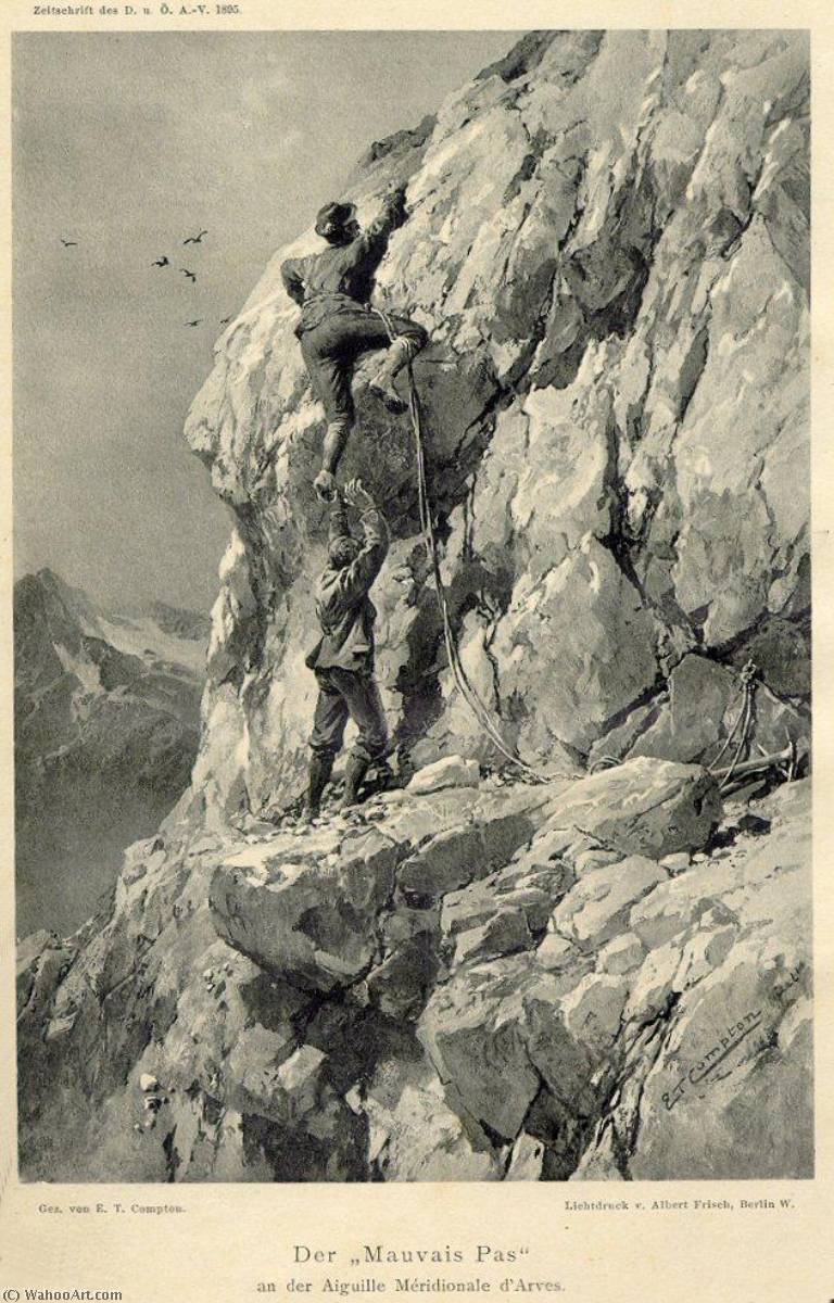 Deutsch Der Mauvais Pas An Der Aiguille Méridionale D’arves — Edward Theodore Compton