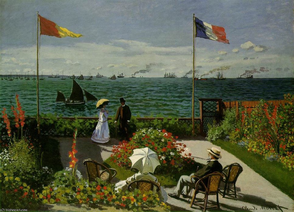 Terrace By The Sea At Sainte-adresse — Claude Monet