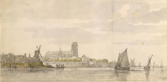 View Of The Groote Kerk In Dordrecht From The River Maas — Aelbert Jacobsz Cuyp