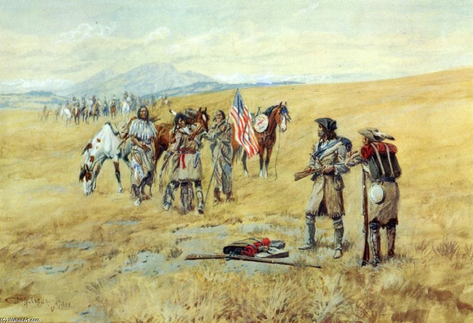 Captain Lewis Meeting The Shoshones — Čarls Marion Rasel