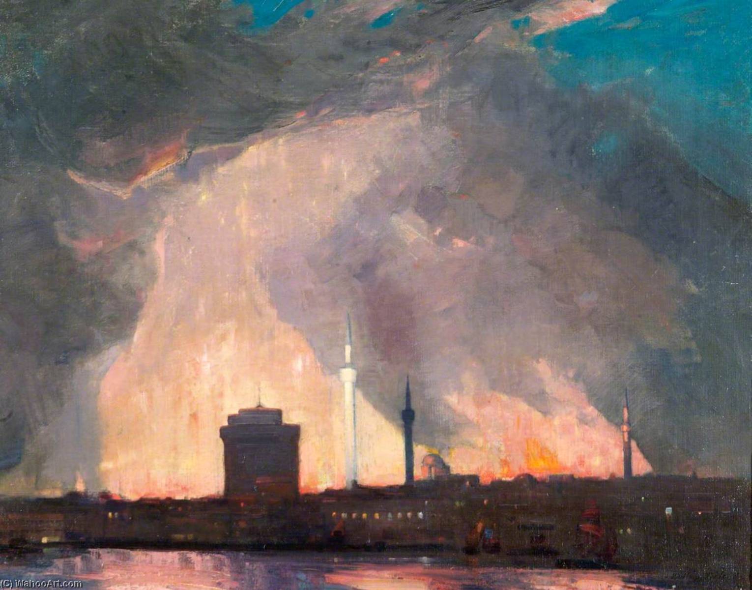 The Great Fire, Salonica The Famous White Tower In The Foreground — William Luson Thomas