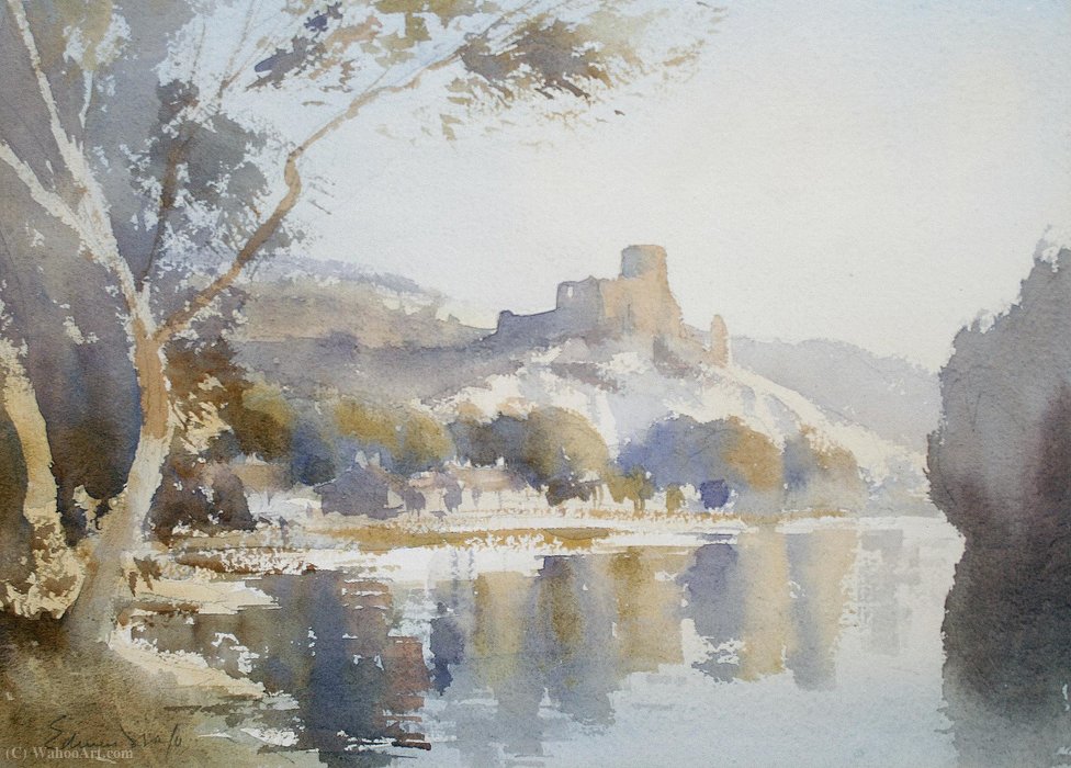 Landscape With Lake, Hills And Fort Beyond — Edward Seago
