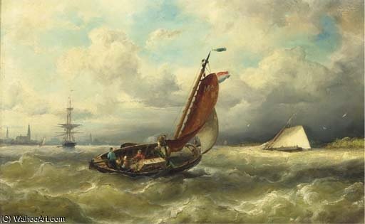 A Barge From Marken On The Ij, Amsterdam In The Distance — Nicolaas Riegen
