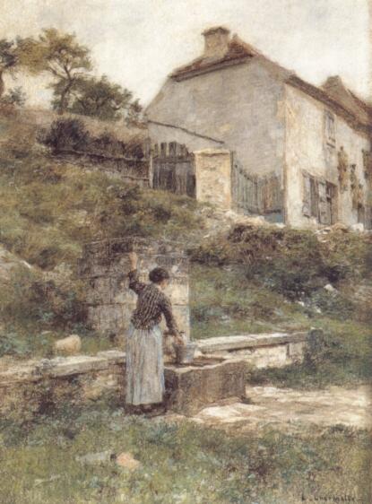 A Woman Filling Her Bucket At A Well — Léon Augustin L'hermitte