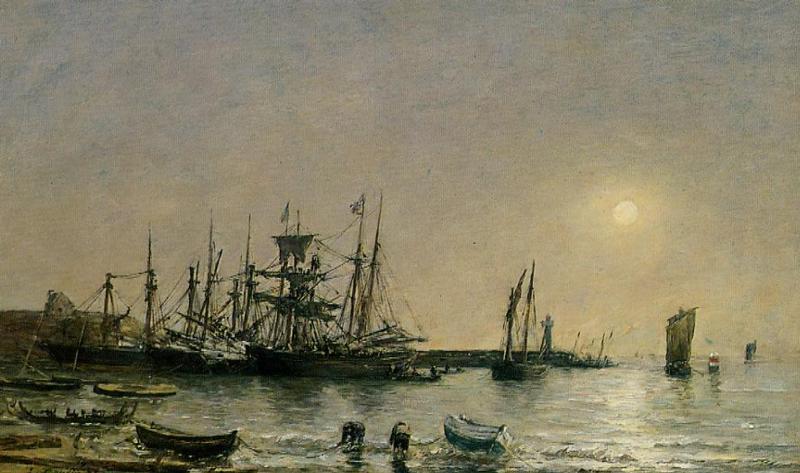 Portrieux, Boats At Anchor In Port — Eugène Louis Boudin