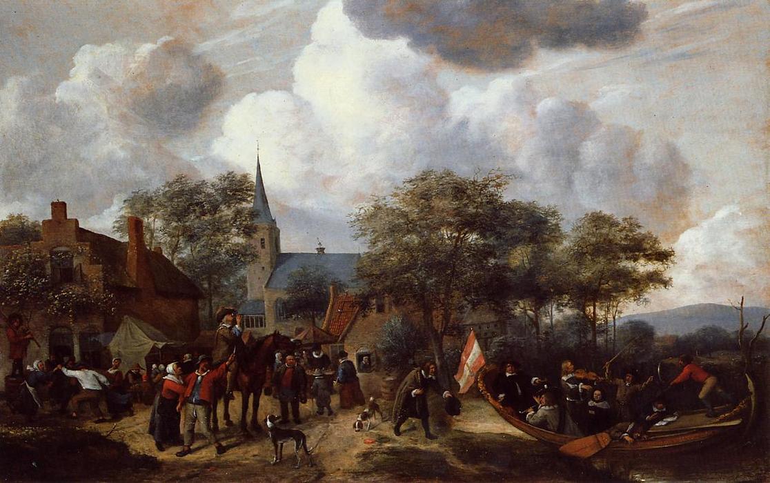 Village Festival With The Ship Of Saint Rijn Uijt — Jan Havickszoon Steen