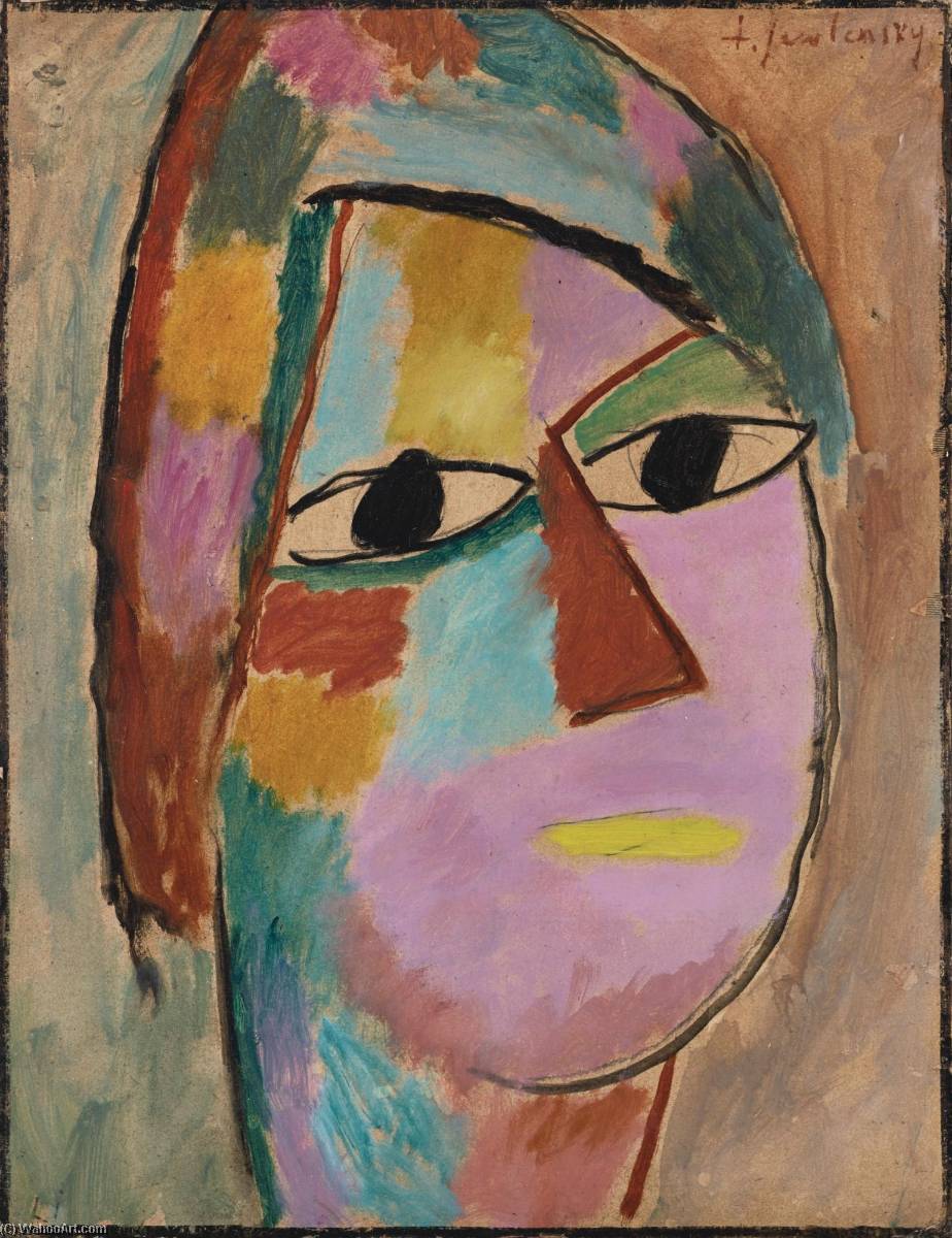 Mystischer Kopf Frauenkopf Gelber Mund (mystical Head Head Of A Girl Yellow Mouth) — Alexej Von Jawlensky