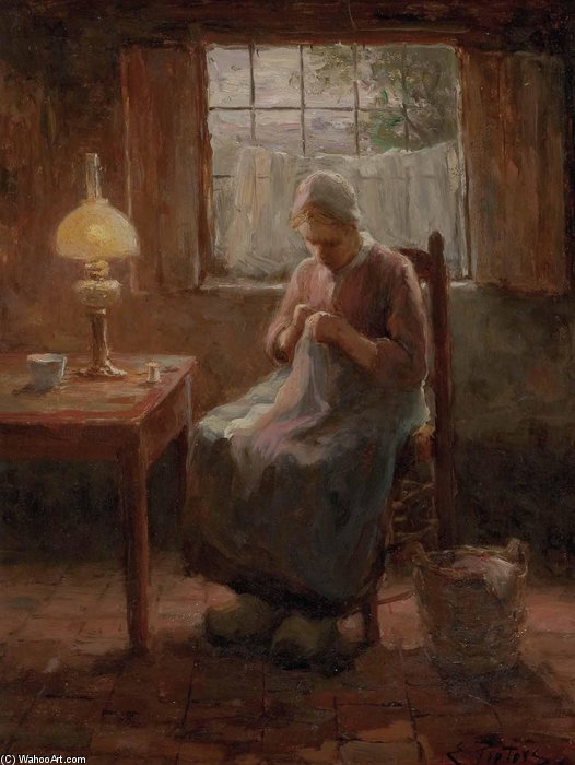Die Näherin In Der Stube — Evert Pieters