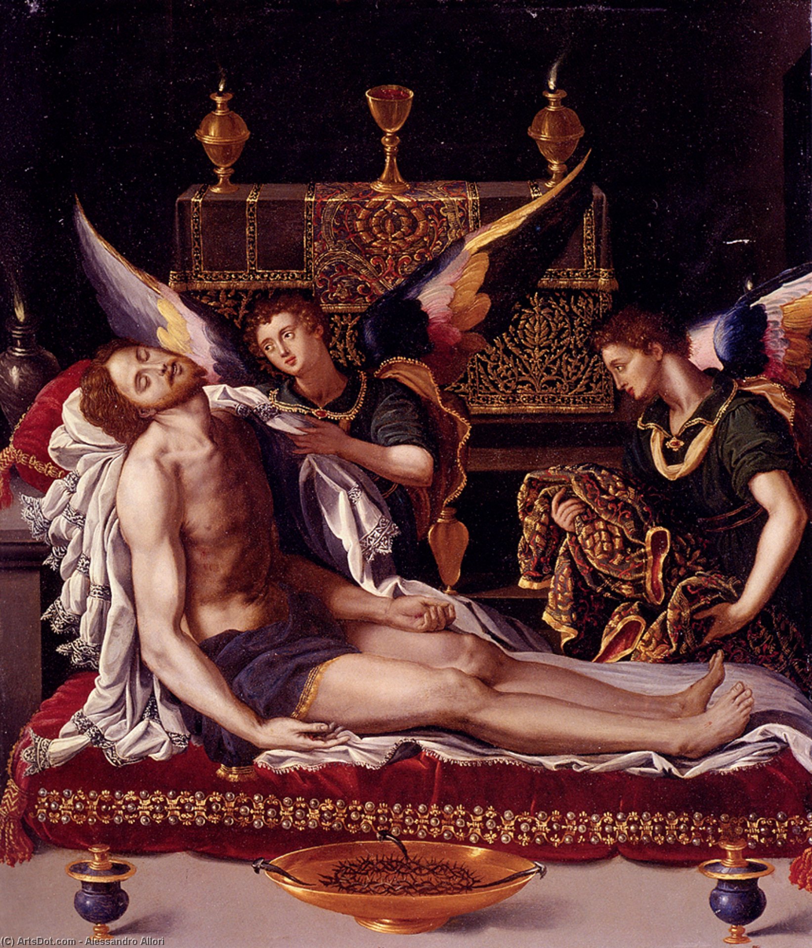 Dead Christ Attended By Two Angels — Alessandro Allori
