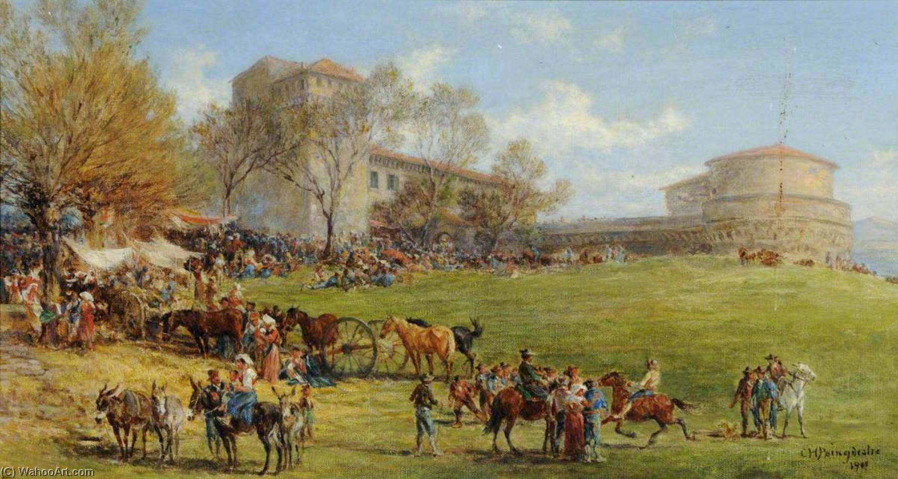 View Of Grottaferrata Fair Near Rome — Charles Poingdestre