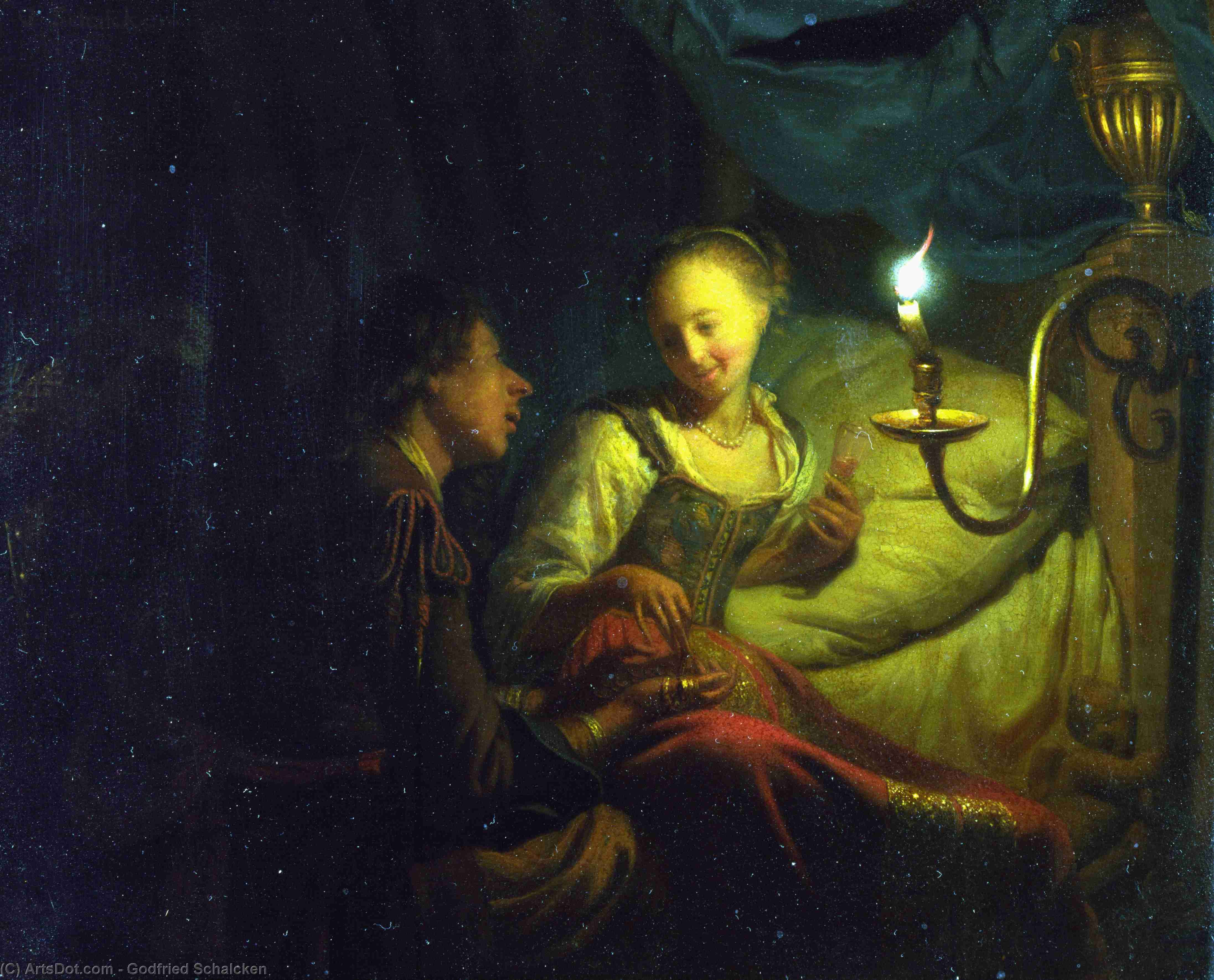 A Man Offering Gold And Coins To A Girl — Godfried Schalcken
