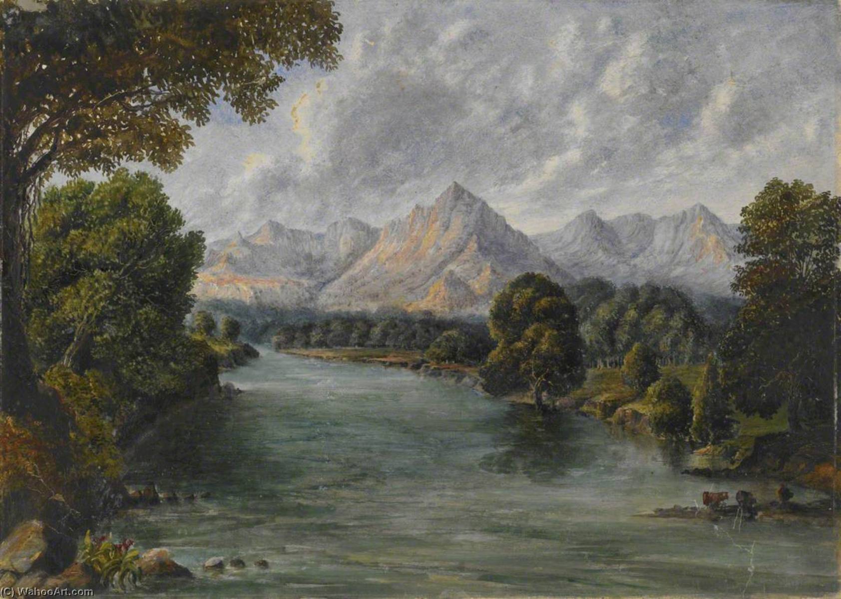 River With Mountains In The Distance, Western Ghats — William Robert Houghton