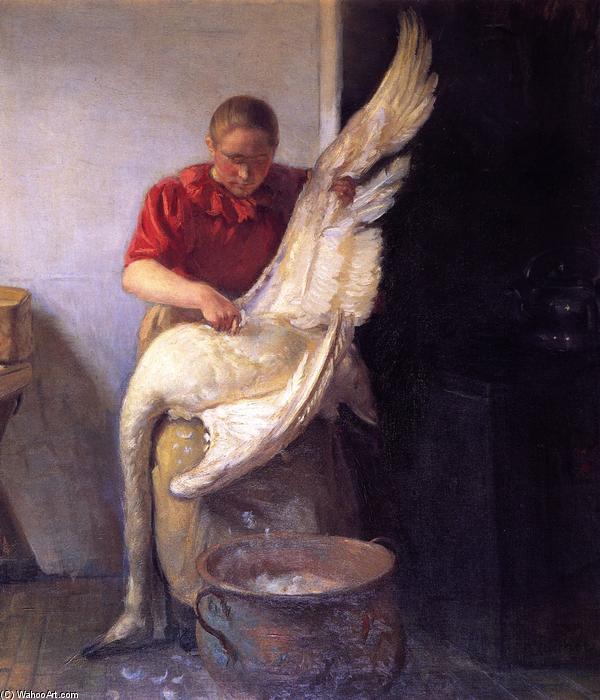 Young Girl Plucking A Swan — Anna Kirstine Ancher
