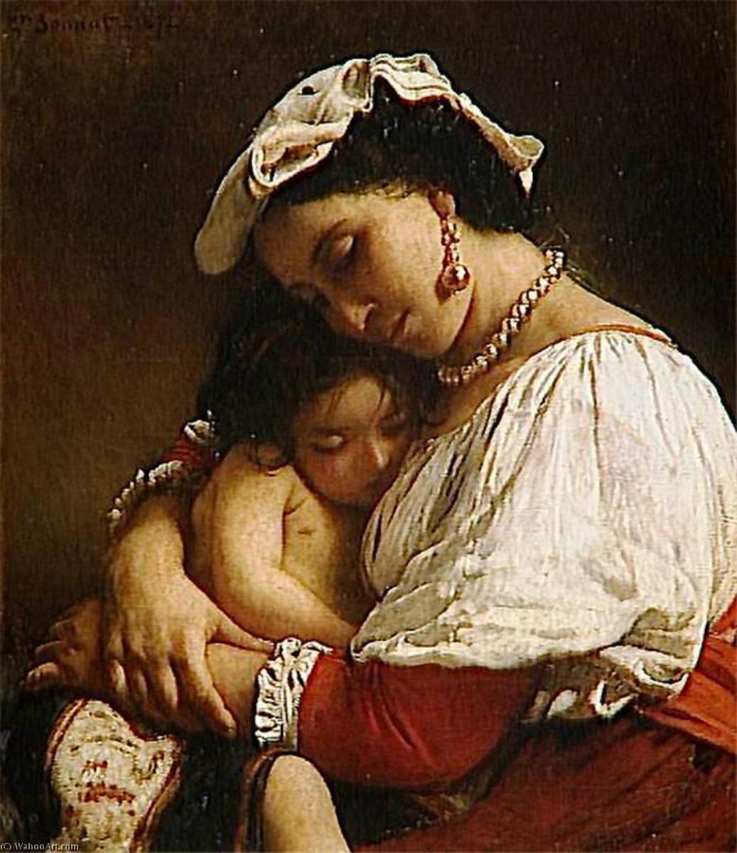 Italian Woman With Child — Léon Joseph Florentin Bonnat