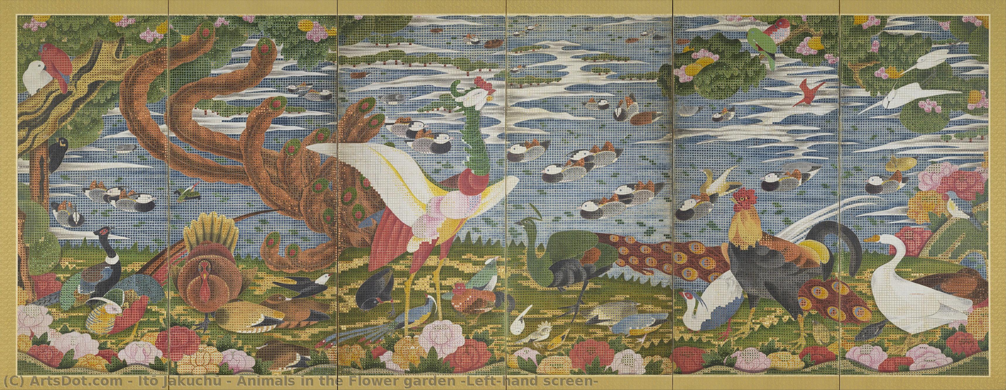 Animals In The Flower Garden (left-hand Screen) — Itō Jakuchū