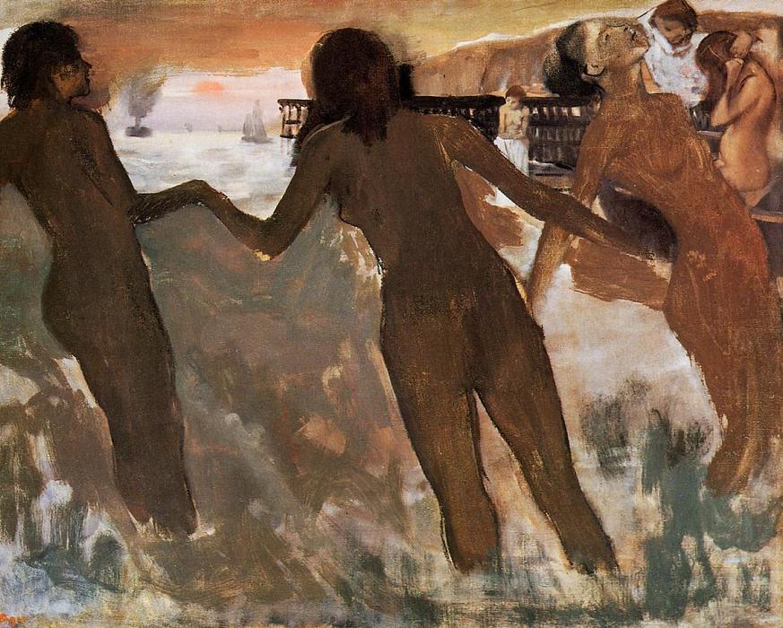 Bauernmädchen Beim Baden Im Meer In Der Dämmerung — Hilaire-germain-edgar Degas