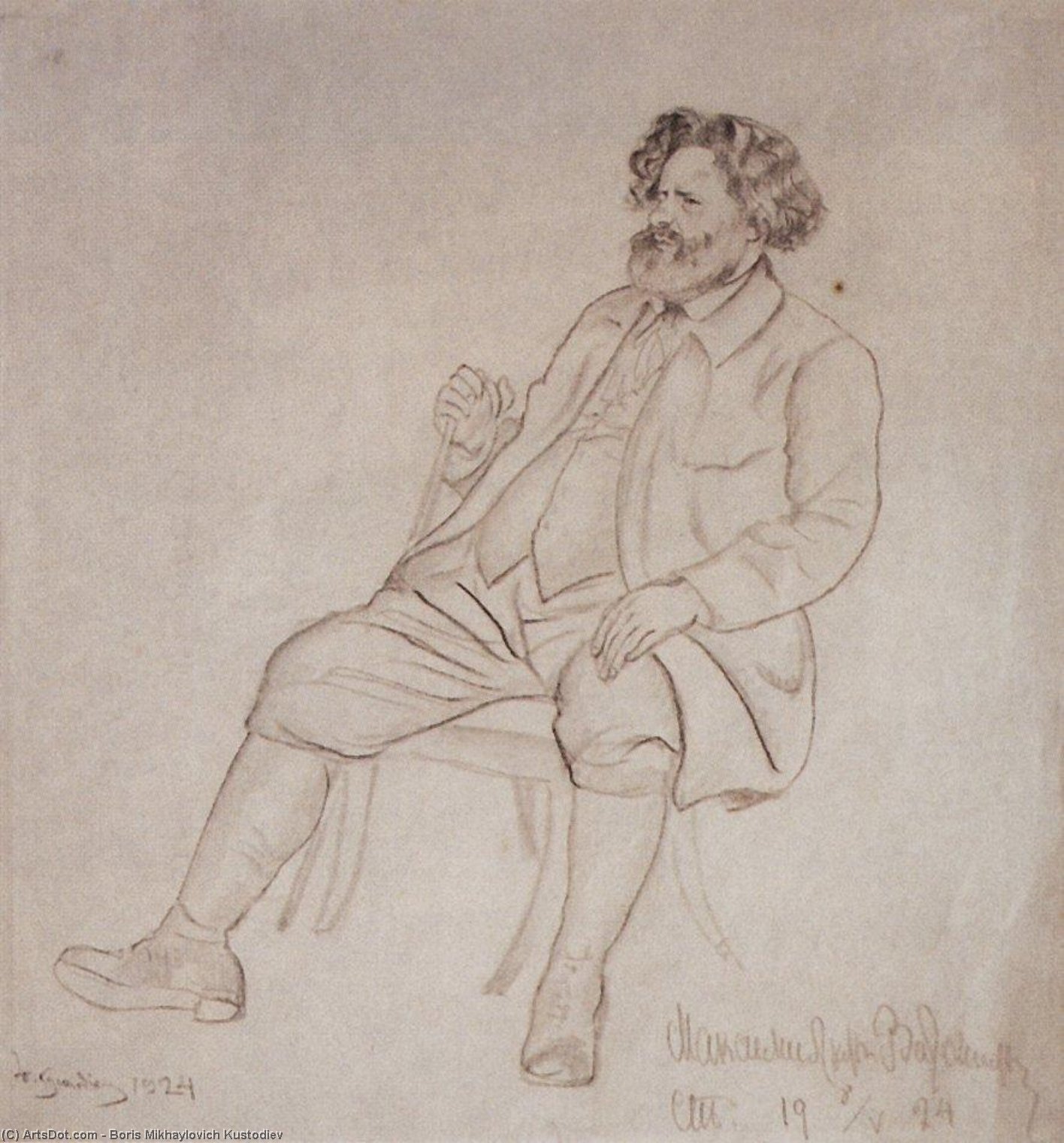 Portrait Of M.a. Voloshin — Boris Mikhailovich Kustodiev