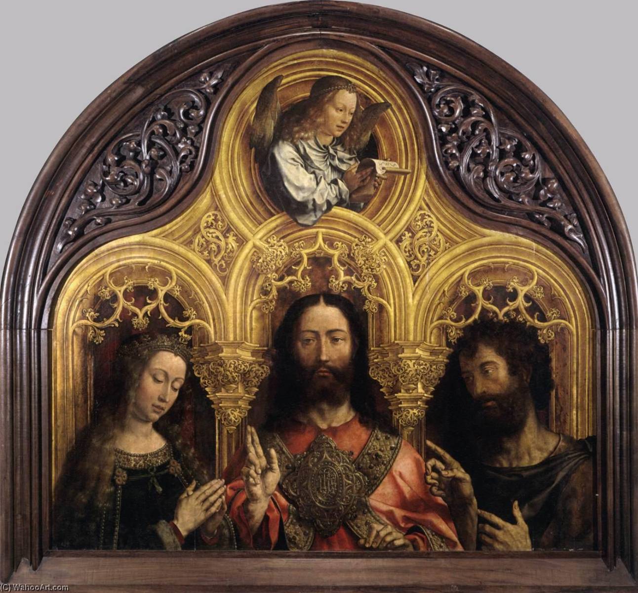 Virgin Mary, Christ Blessing, And St John The Baptist (deesis) — Jan Gossart