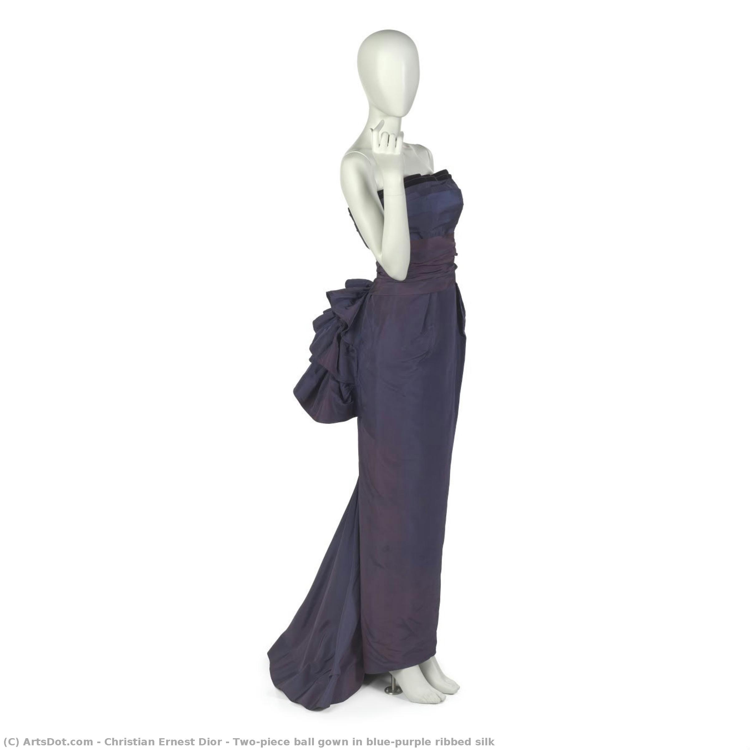 Two-piece Ball Gown In Blue-purple Ribbed Silk — Christian Dior