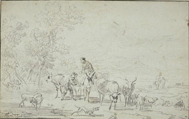 Landscape With A Herd And Two Farmers — Nicolaes Pietersz Berchem