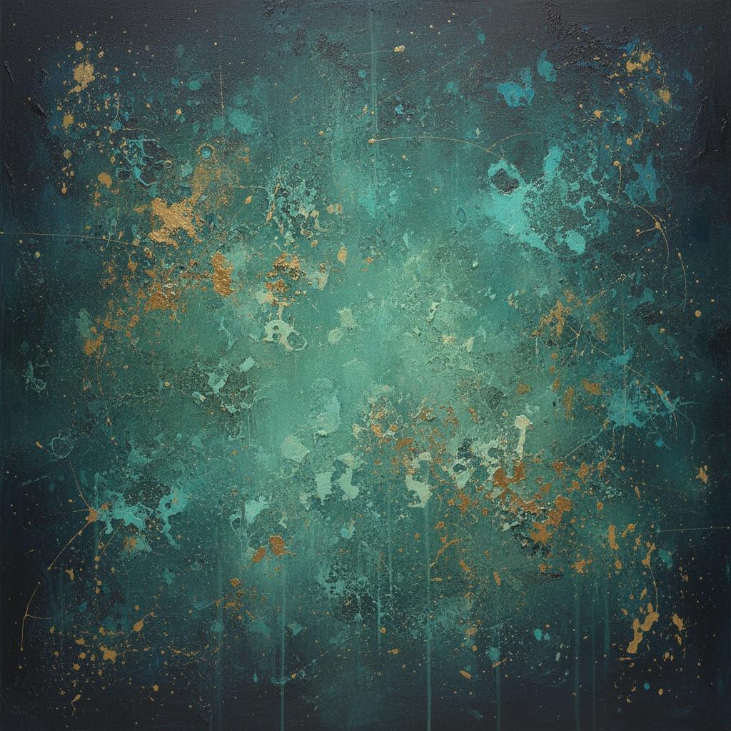 Celestial Radiance In Deep Teal With Gilded Fragments Of An Infinite Nebula — David Moreau