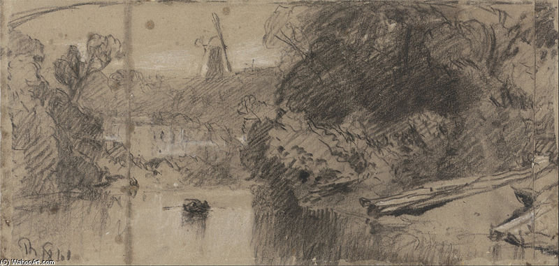 River Landscape, Probably Near Thorpe, Norfolk — John Sell Cotman
