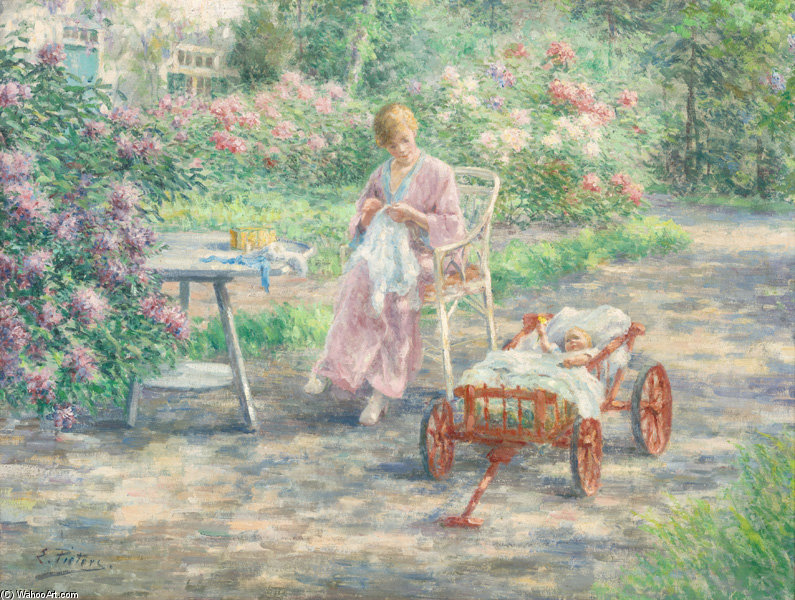 Moeder En Kind In Een Tuin — Evert Pieters