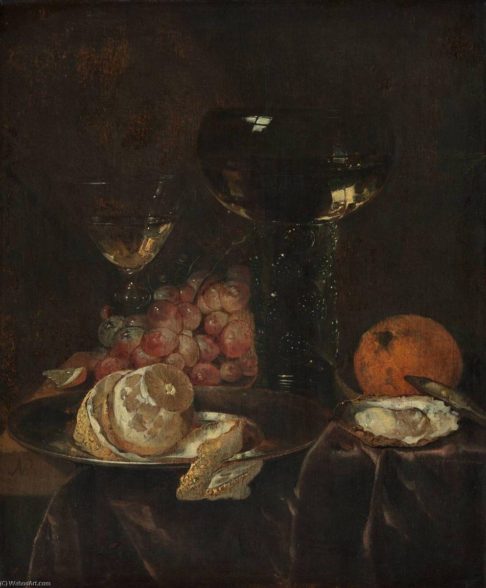 Still Life With Lemon, Grapes And Glasses — Abraham Hendricksz. Van Beyeren