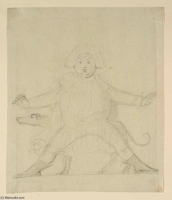 A Clown, Standing Feet Wide Apart In Front Of A Greyhound — Sir Nathaniel Dance Holland