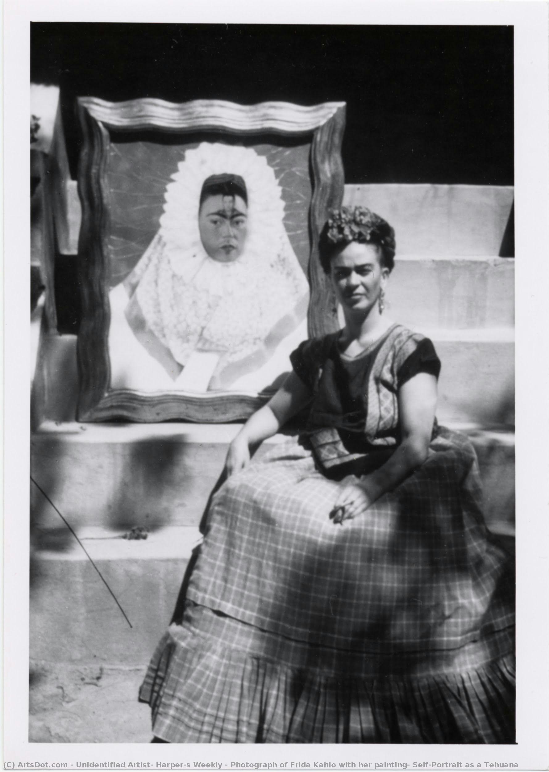Photograph Of Frida Kahlo With Her Painting, Self-portrait As A Tehuana — Unidentified Artist, Harper's Weekly