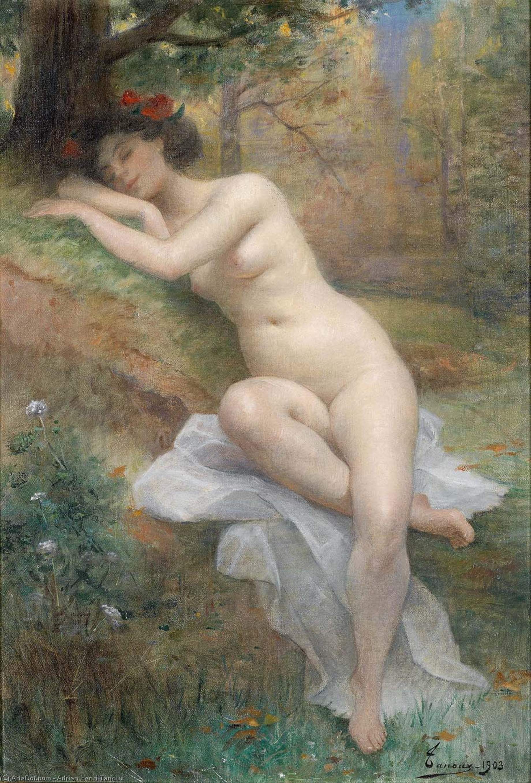 Weiblicher Akt In Waldlandschaft — Adrien Henri Tanoux
