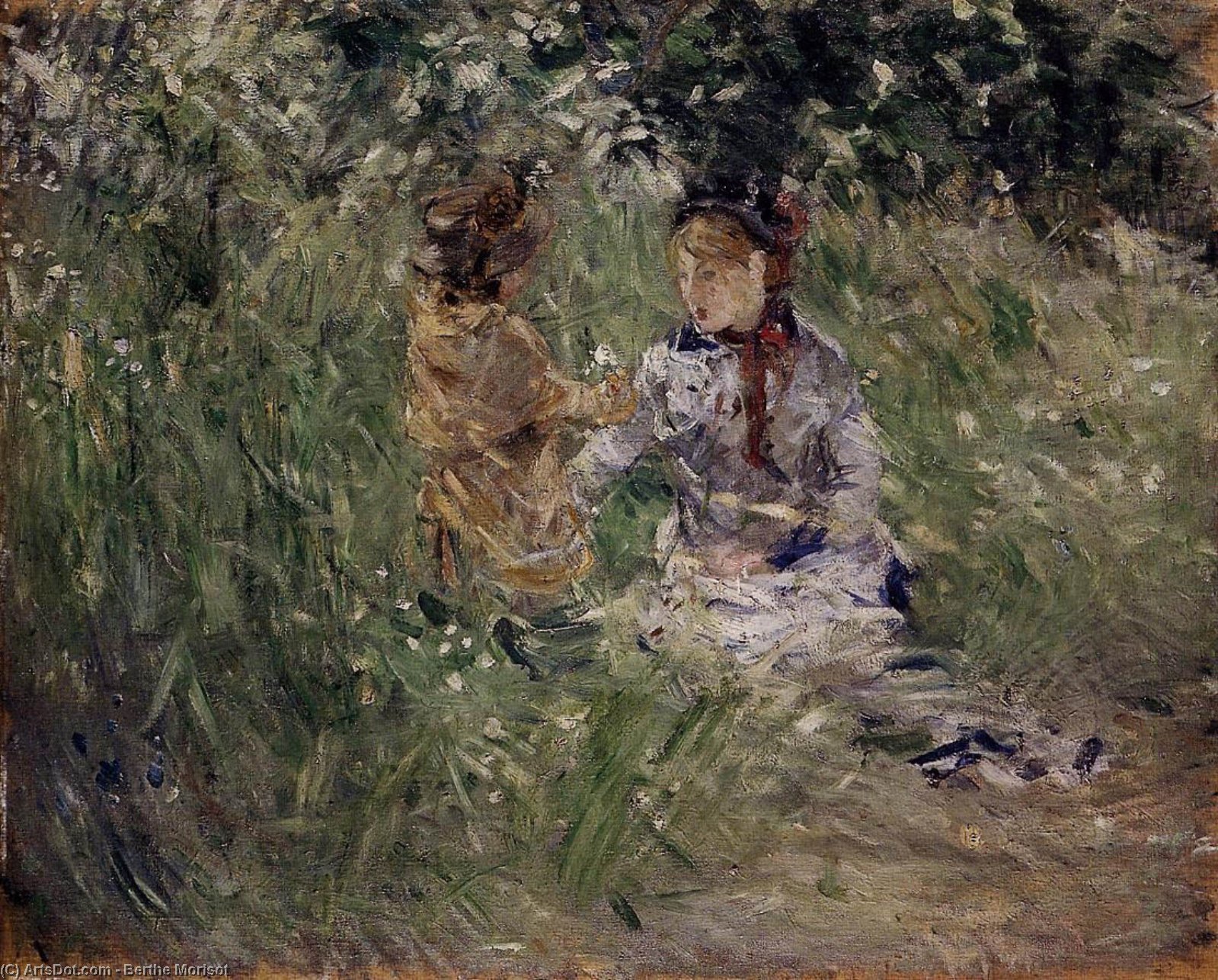 Julie With Pasie In The Garden At Bougival — Berthe Morisot