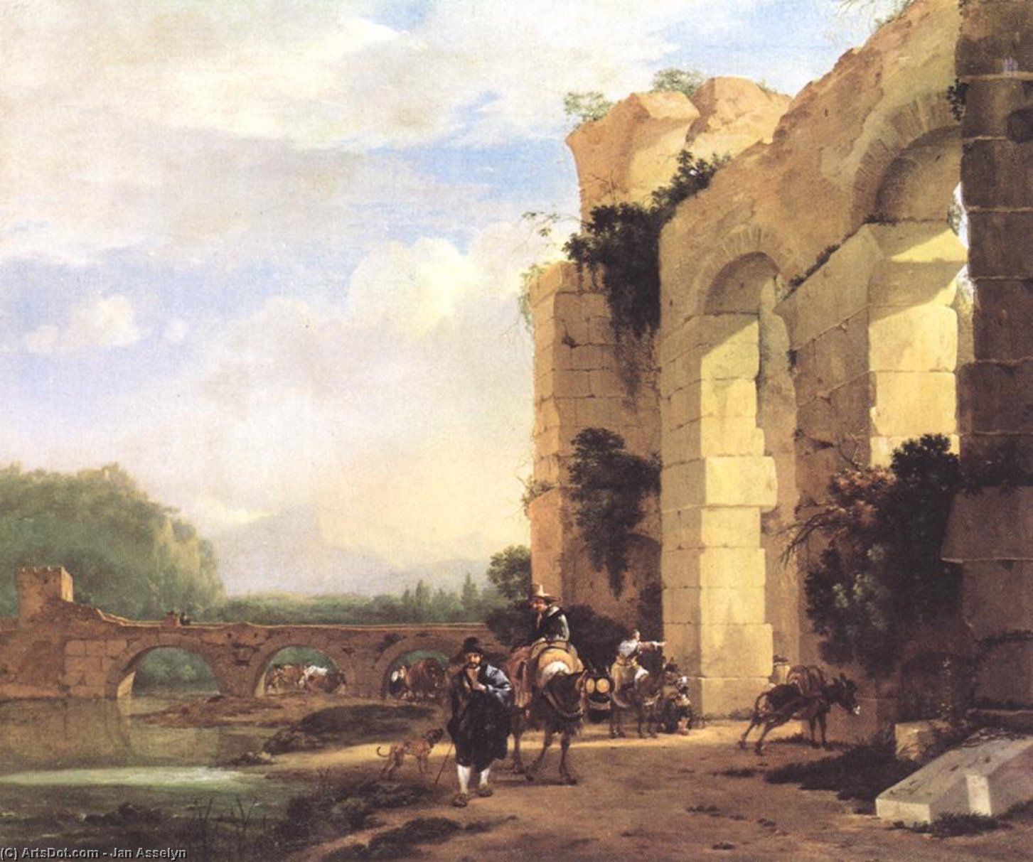 Italian Landscape With The Ruins Of A Roman Bridge And Aqueduct — Jan Asselijn