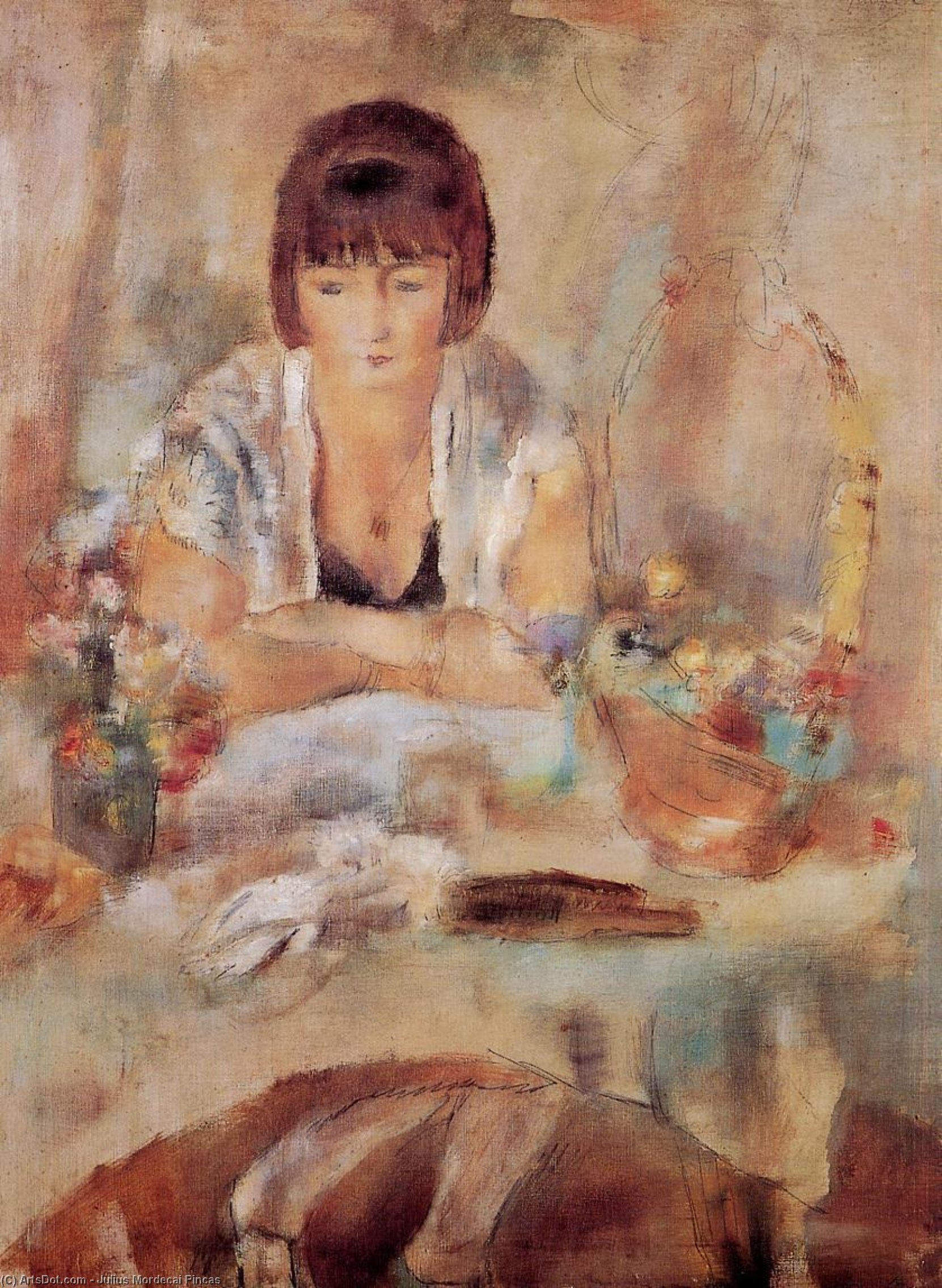 Portrait Of Lucy At A Table — Julius Mordecai Pincas