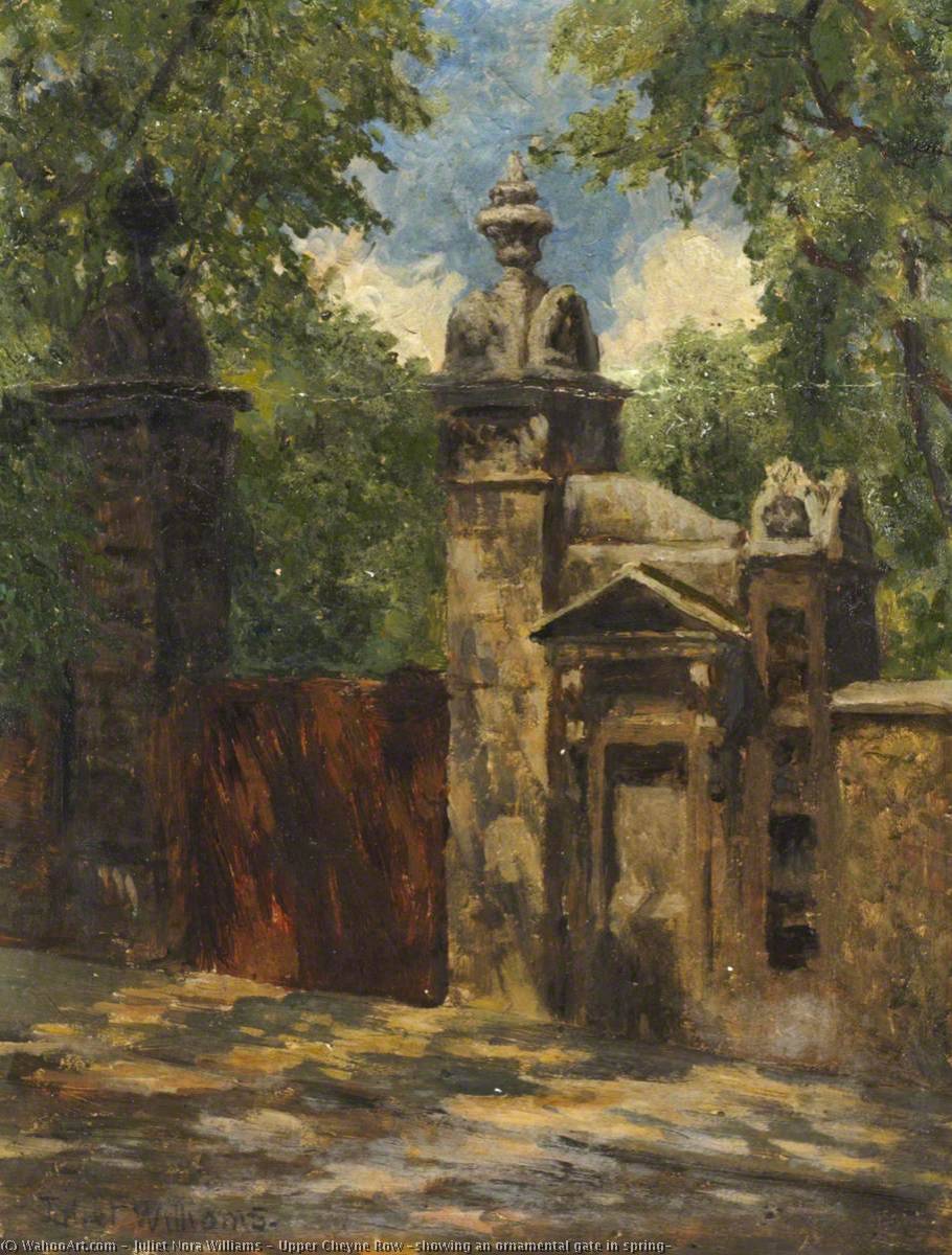 Upper Cheyne Row (showing An Ornamental Gate In Spring) — Juliet Nora Williams