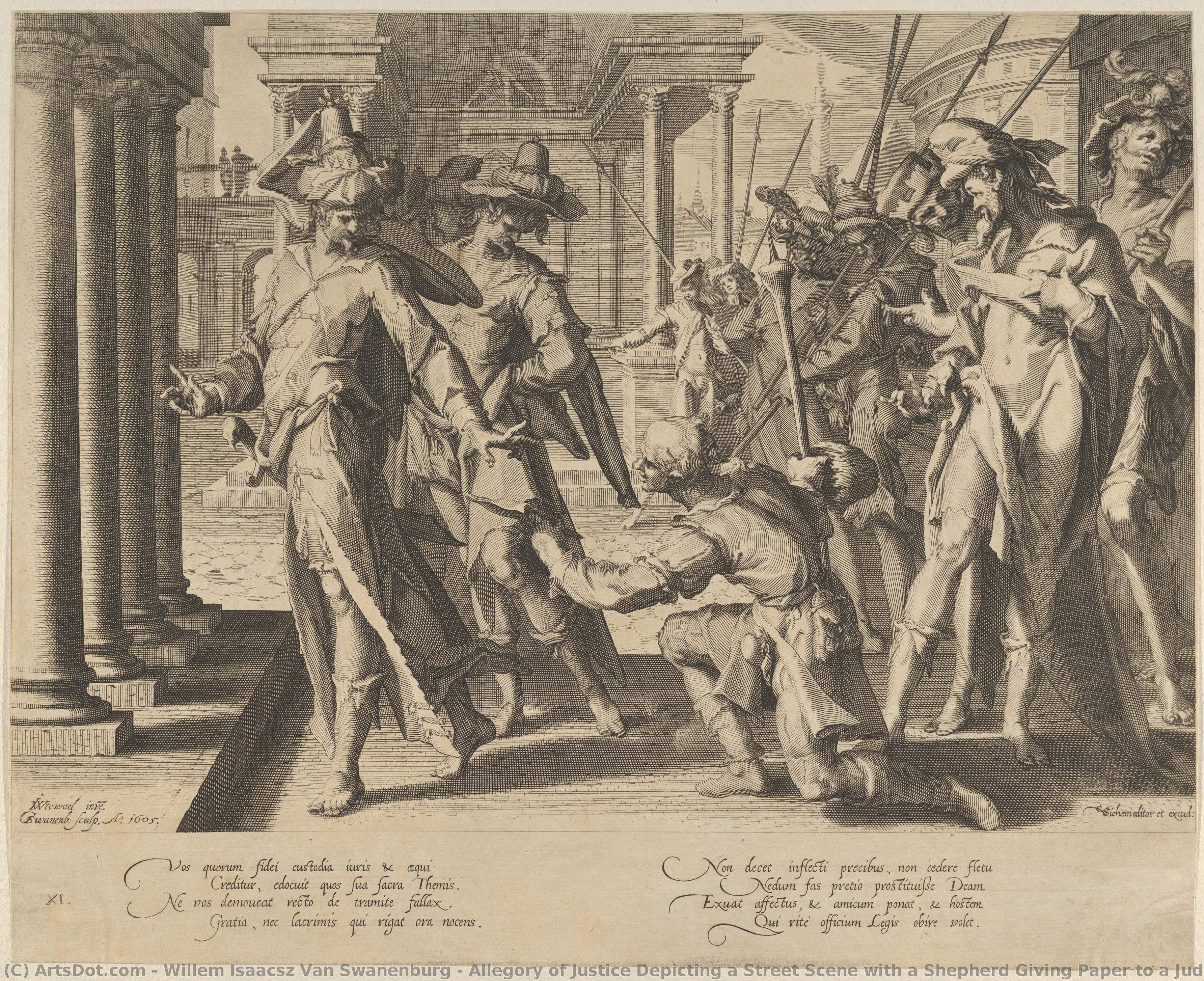 Allegory Of Justice Depicting A Street Scene With A Shepherd Giving Paper To A Judge, Who Rejects It — Willem Isaacsz Van Swanenburg