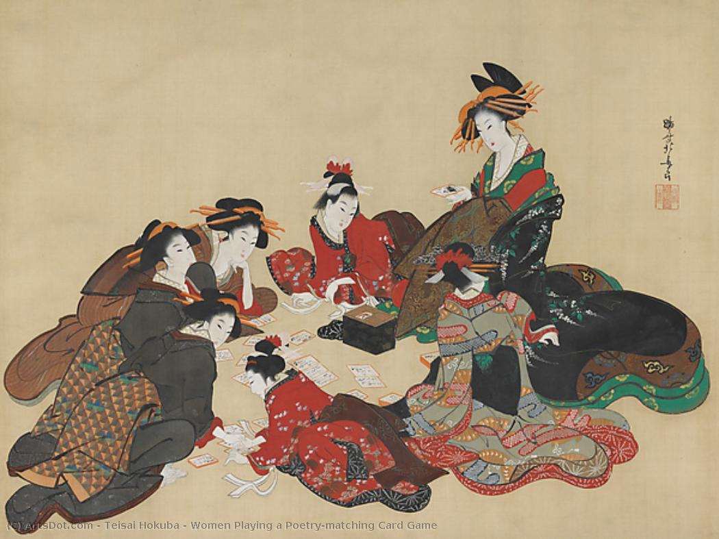 Women Playing A Poetry-matching Card Game — Teisai Hokuba