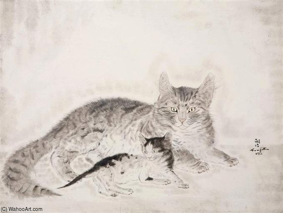 Chatte Et Chaton — Léonard Tsuguharu Foujita