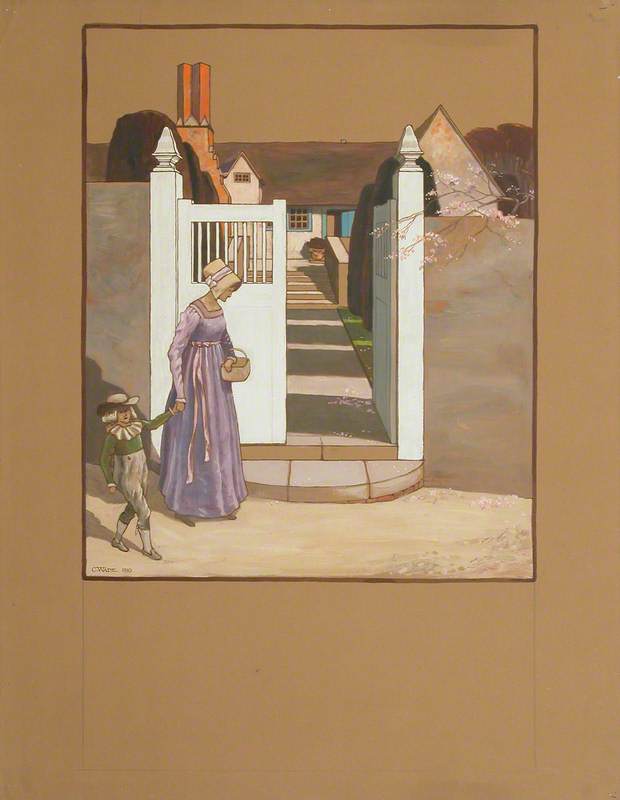A Woman And Child Before The Gates Of A House, St Kitts — Charles Paget Wade