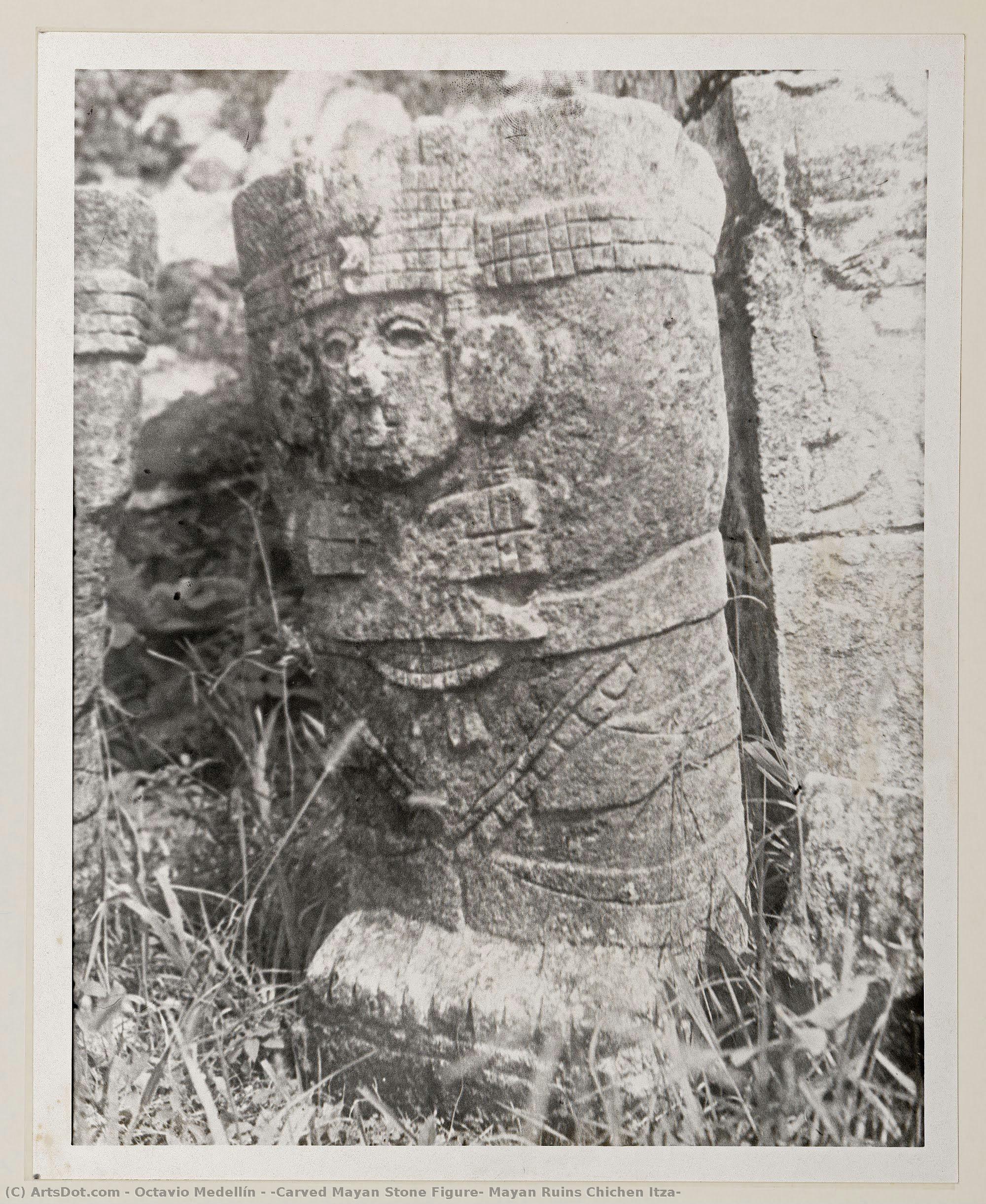 [carved Mayan Stone Figure, Mayan Ruins Chichen Itza] — Octavio Medellín